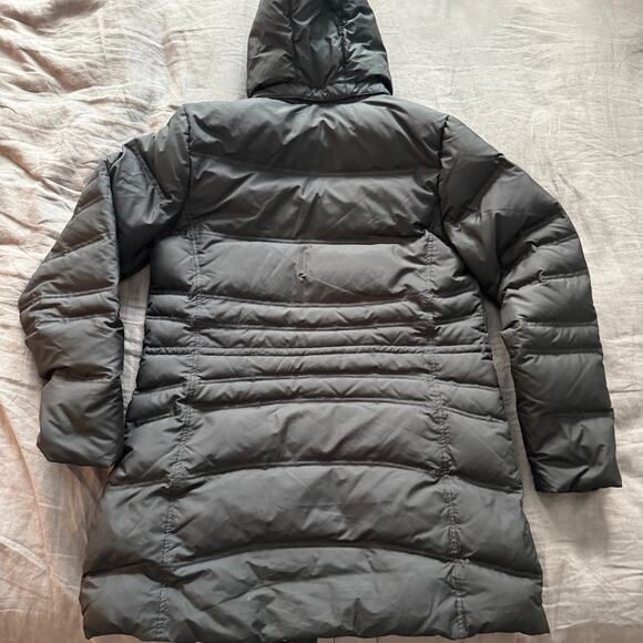 Eddie Bauer Goose Down Puffer Coat Hooded Cinch Waist Large Tall - Picture 3 of 12